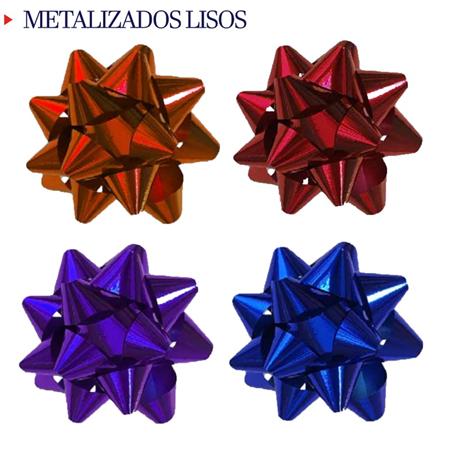 Moños Estrella C/Adhesivo Metalizados Motivo A Elección x20