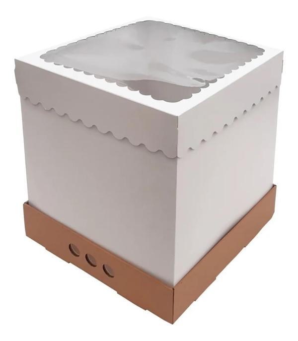 Cajas para Tortas Altas con Visor y Bandeja 25x25x25cm. - Papelera  Flexipack - Embalajes y Descartables