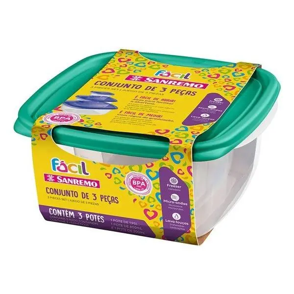 Contenedores hermeticos Sanremo set 3 piezas 200ml/800ml/1.9l
