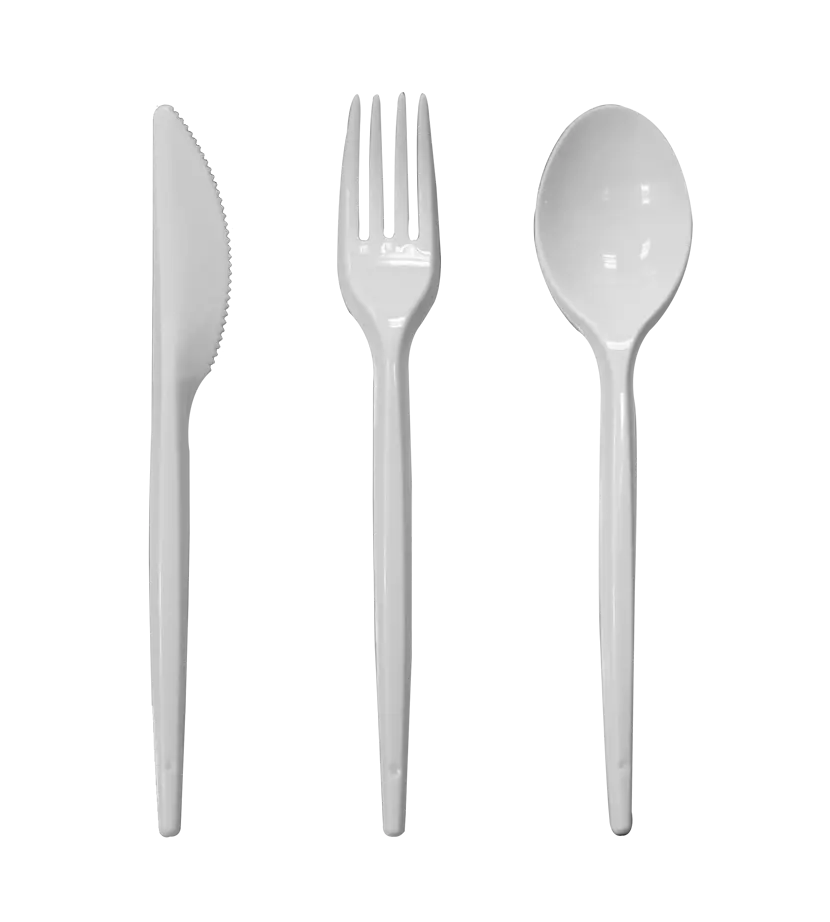 Cubiertos plasticos blancos descartables x1000 u. - medidas varias -